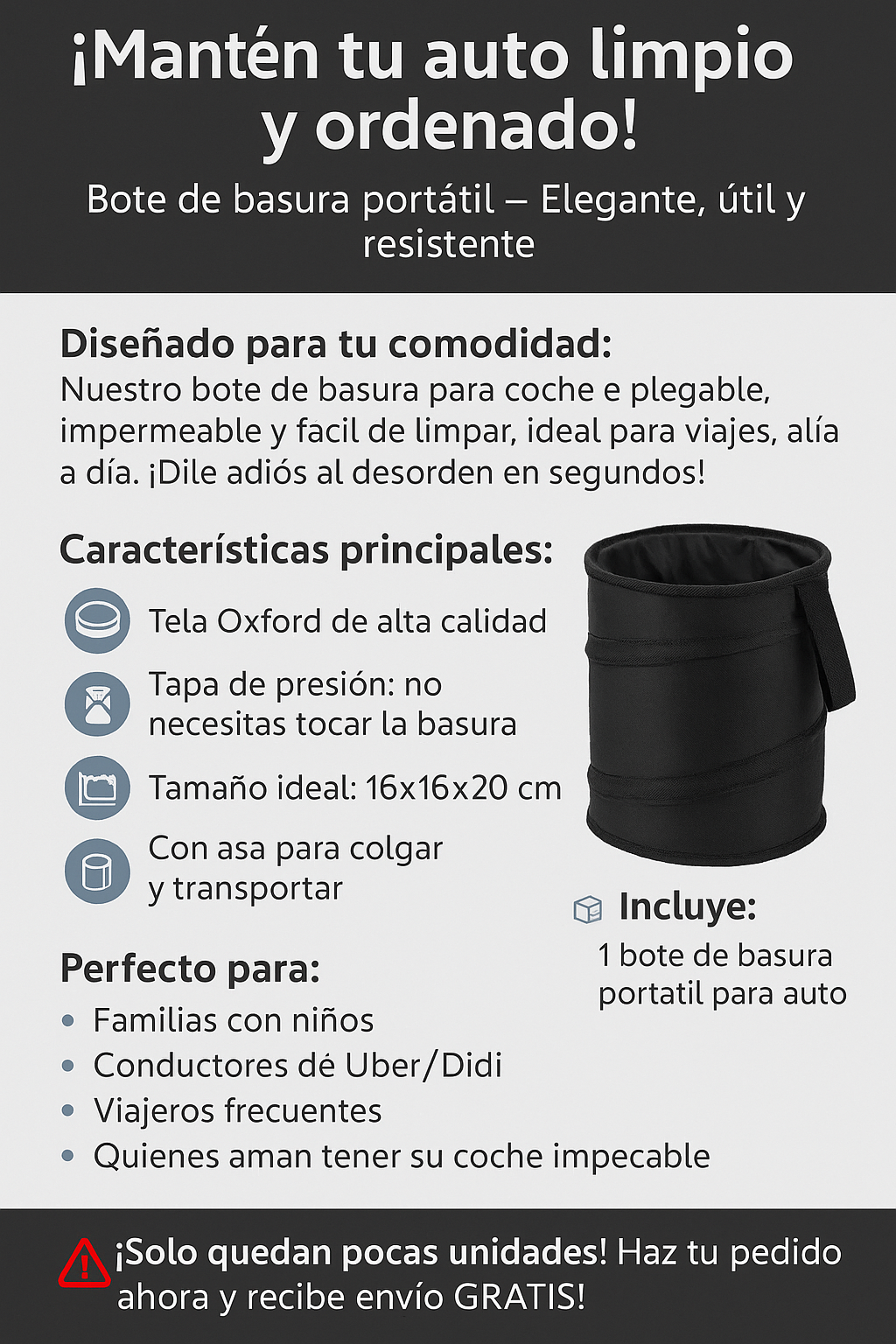 Eco Bote Multiusos – Portátil, Ecológico y Versátil
